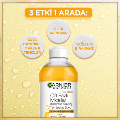 Garnier Çift Fazlı Micellar Kusursuz Makyaj Temizleme Suyu 400ML - Melori