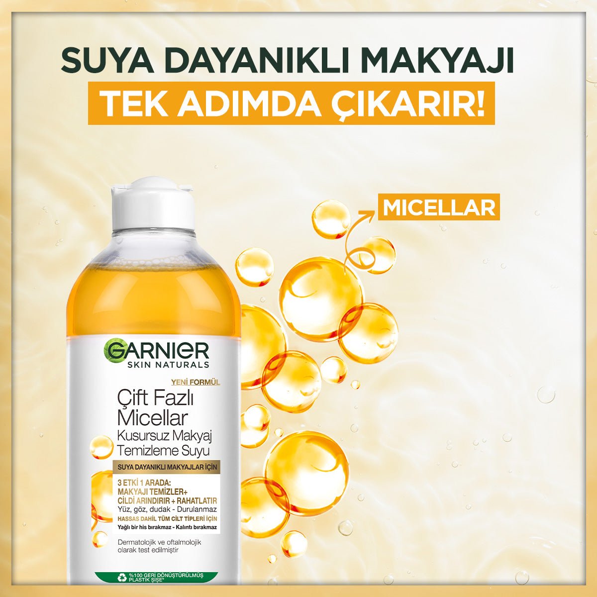 Garnier Çift Fazlı Micellar Kusursuz Makyaj Temizleme Suyu 400ML - Melori