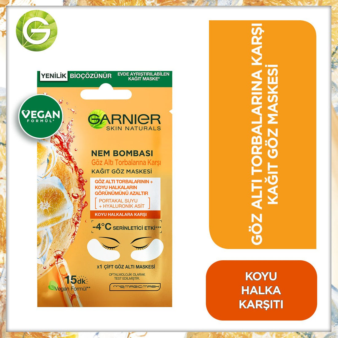 Garnier Nem Bombası Göz Altı Torbalarına Karşı Kağıt Göz Maskesi - Melori