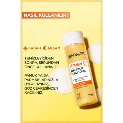 Garnier Vitamin C Parlaklık Etkili Tonik // Gliserin, Niasinamid, Salisilik Asit 120 ml - Melori