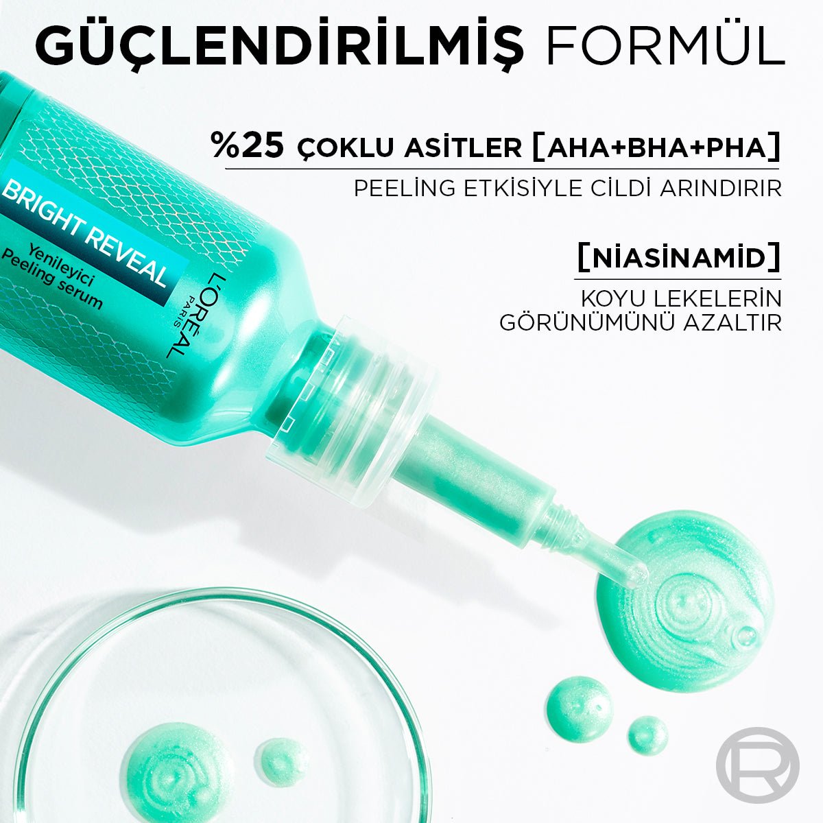 Loreal Paris Bright Reveal Koyu Lekelere Karşı Hızlı Etkili Yenileyici Peeling Serum 25% [AHA + BHA + PHA] 25ml - Melori