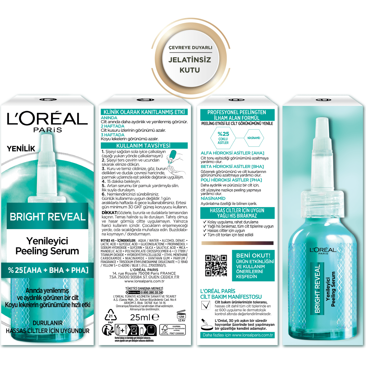 Loreal Paris Bright Reveal Koyu Lekelere Karşı Hızlı Etkili Yenileyici Peeling Serum 25% [AHA + BHA + PHA] 25ml - Melori