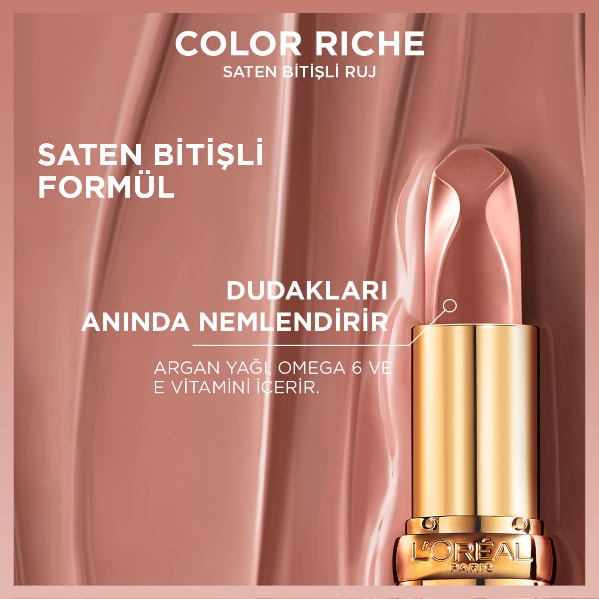 Loreal Paris Color Riche Saten Bitişli Ruj - 550 Nude Unapologetic - Melori