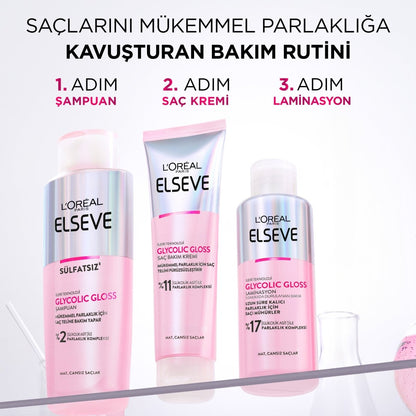 Loreal Paris Elseve Glycolic Gloss Mükemmel Parlaklık için Pürüzsüzleştirici Saç Kremi 150ml - Melori