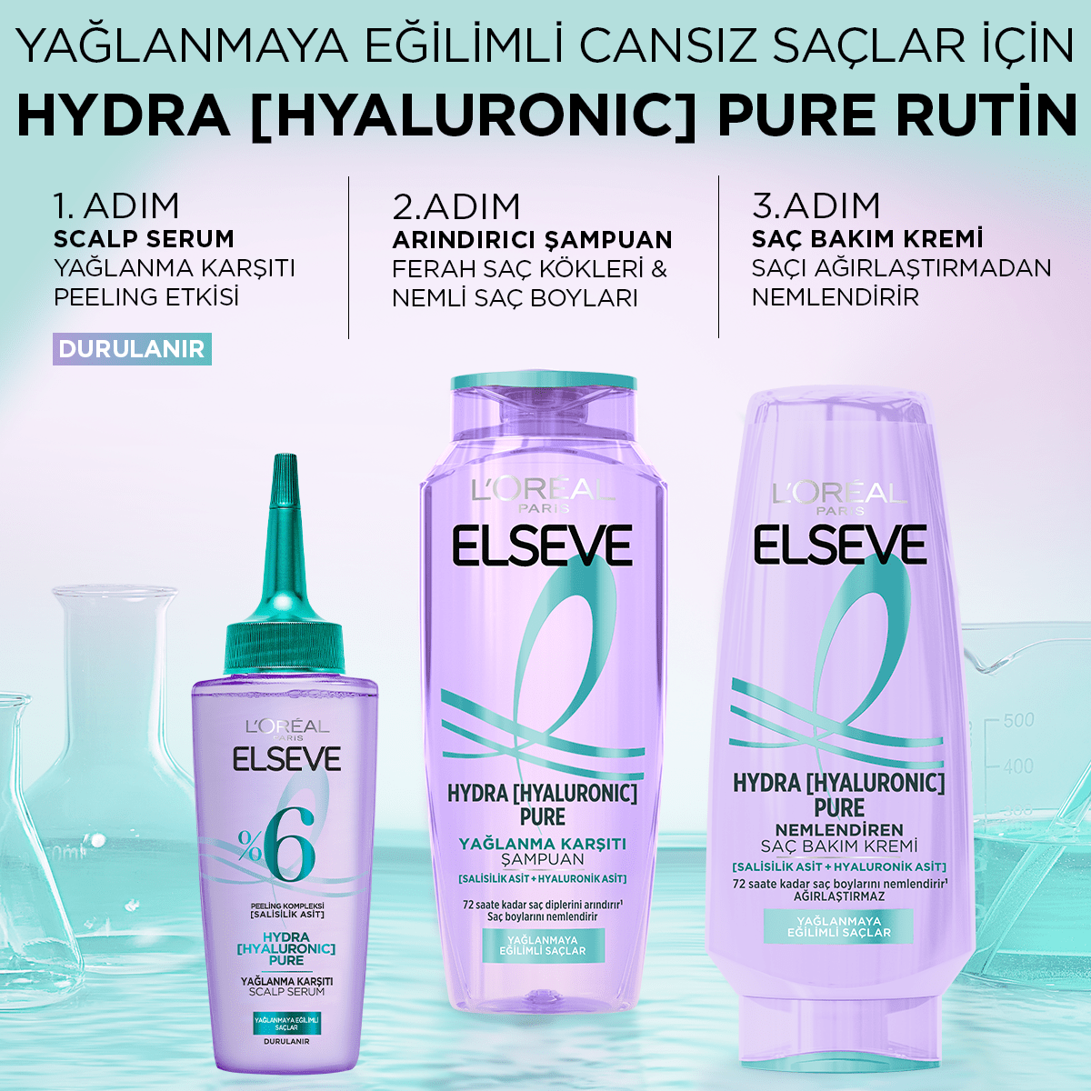 Loreal Paris Elseve Hydra [Hyaluronic] Pure Salisilik Asit İçeren Yağlanma Karşıtı Peeling Etkili Saç Derisi Serumu 102ml - Melori