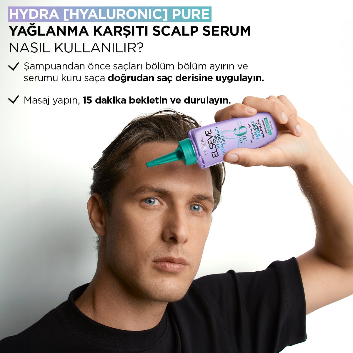 Loreal Paris Elseve Hydra [Hyaluronic] Pure Salisilik Asit İçeren Yağlanma Karşıtı Peeling Etkili Saç Derisi Serumu 102ml - Melori
