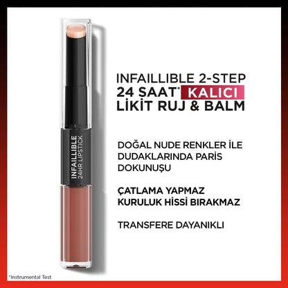Loreal Paris Infaillible 2 - Step 24 Saat Kalıcı Likit Ruj &amp; Balm - 101 Everlasting Paris - Melori
