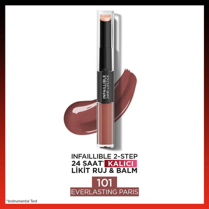 Loreal Paris Infaillible 2 - Step 24 Saat Kalıcı Likit Ruj &amp; Balm - 101 Everlasting Paris - Melori