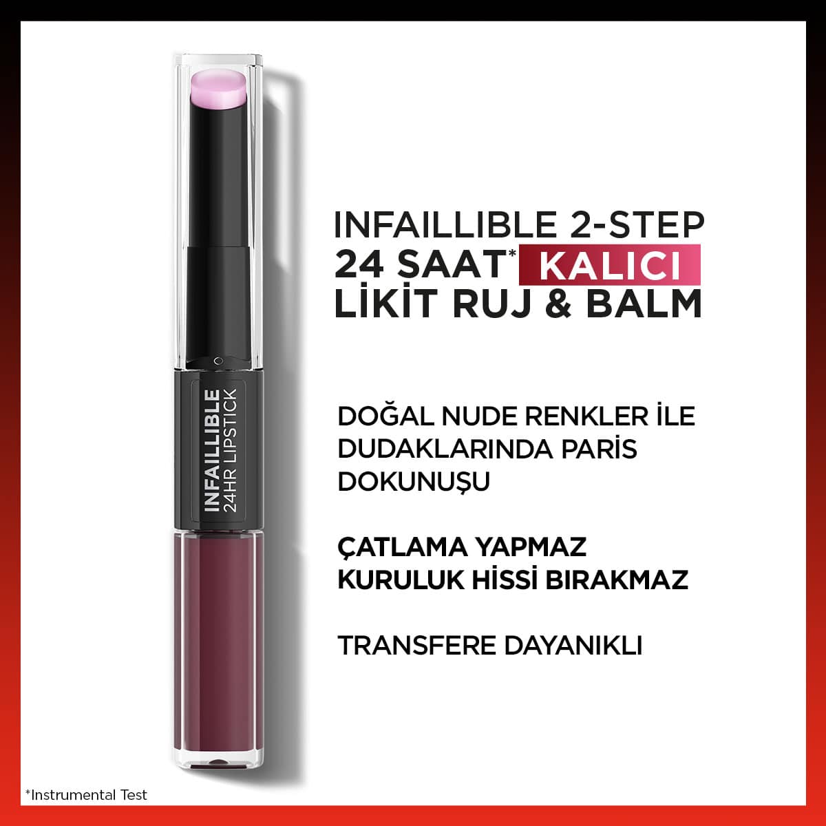 Loreal Paris Infaillible 2 - Step 24 Saat Kalıcı Likit Ruj &amp; Balm - 215 Wine Oclock - Melori