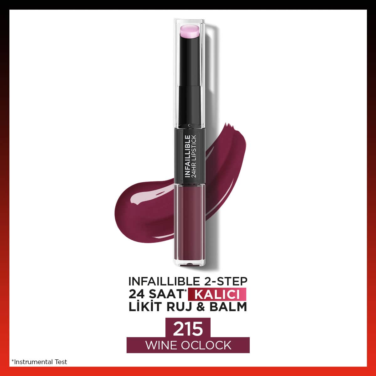 Loreal Paris Infaillible 2 - Step 24 Saat Kalıcı Likit Ruj &amp; Balm - 215 Wine Oclock - Melori