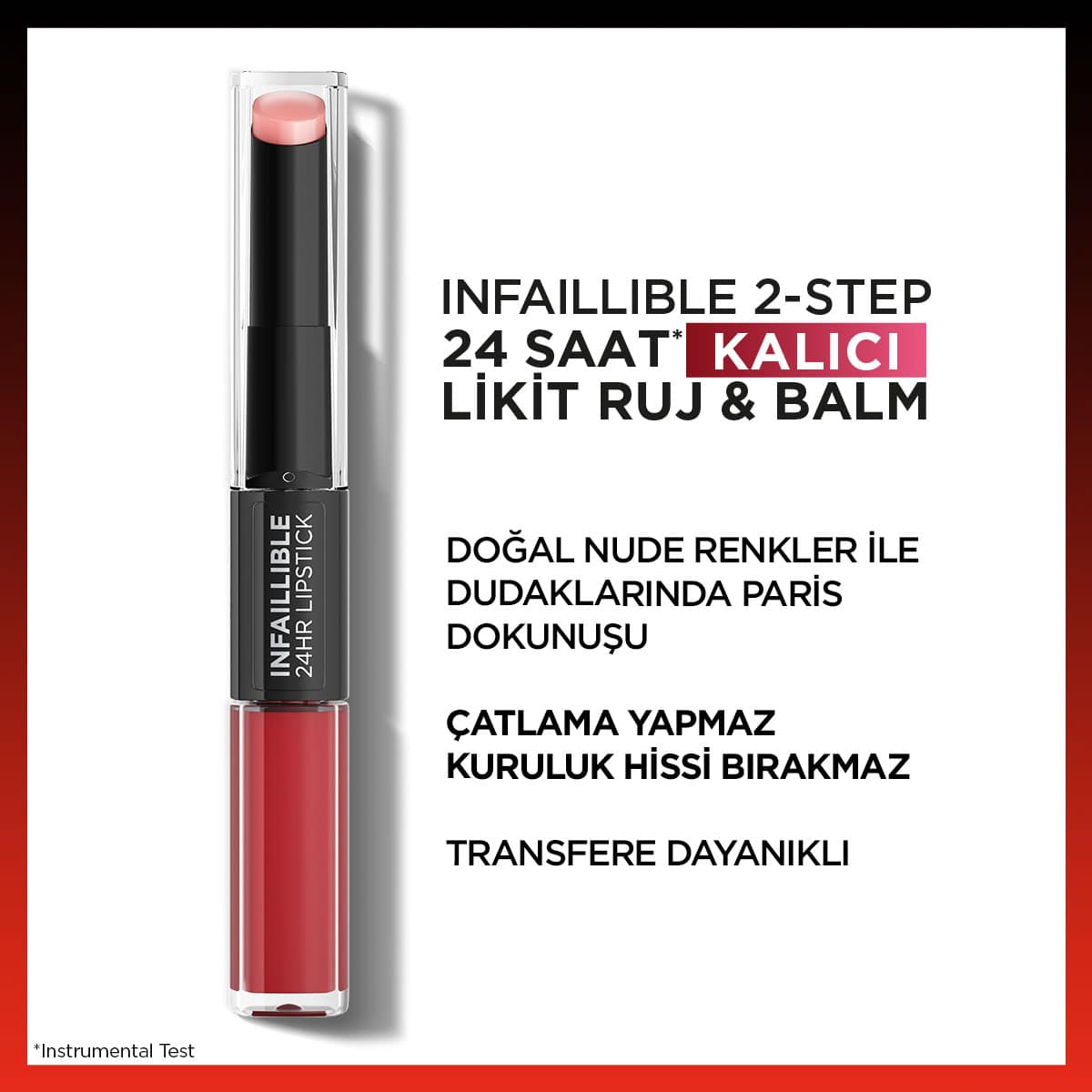 Loreal Paris Infaillible 2 - Step 24 Saat Kalıcı Likit Ruj &amp; Balm - 501 Timeless Red - Melori