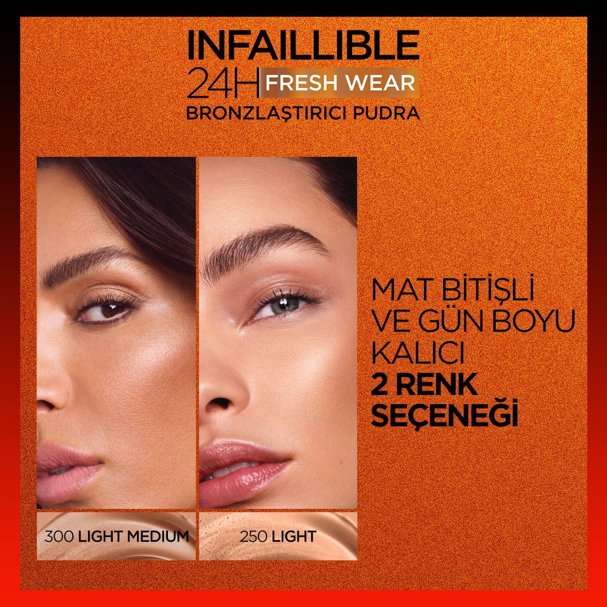 Loreal Paris Infaillible 24H Fresh Wear Bronzlaştırıcı Pudra - 300 Light Medium - Melori