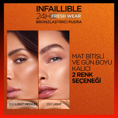 Loreal Paris Infaillible 24H Fresh Wear Bronzlaştırıcı Pudra - 300 Light Medium - Melori