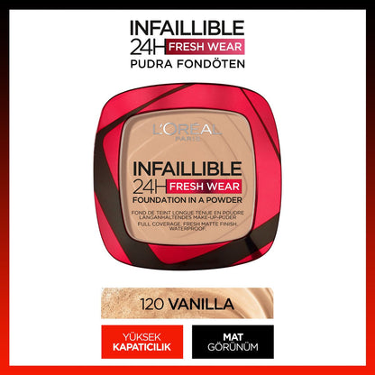 Loreal Paris Infaillible 24H Fresh Wear Pudra Fondöten 120 Vanilla - Melori