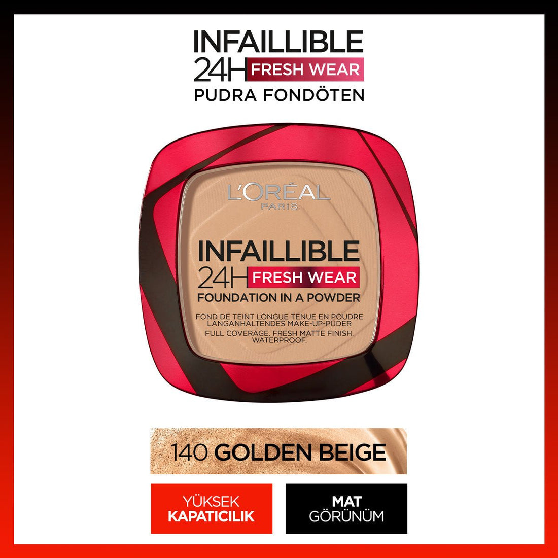 Loreal Paris Infaillible 24H Fresh Wear Pudra Fondöten 140 Golden Beige - Melori