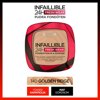 Loreal Paris Infaillible 24H Fresh Wear Pudra Fondöten 140 Golden Beige - Melori