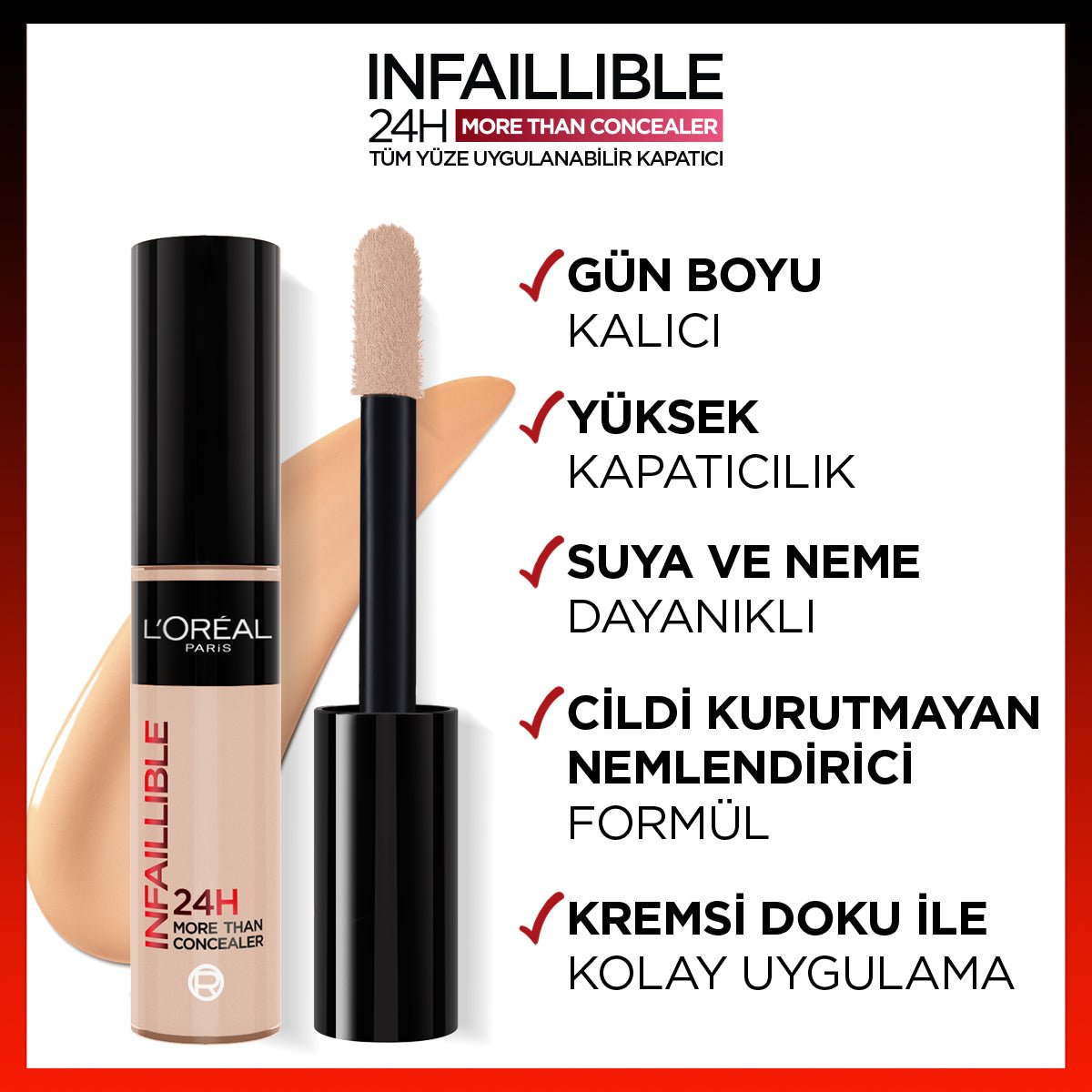 Loreal Paris Infaillible 24H Tüm Yüze Uygulanabilir Kapatıcı - 322 Ivory - Melori