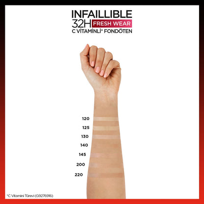 Loreal Paris Infaillible 32H Fresh Wear C Vitaminli Fondöten - 120 Golden Vanilla - Melori