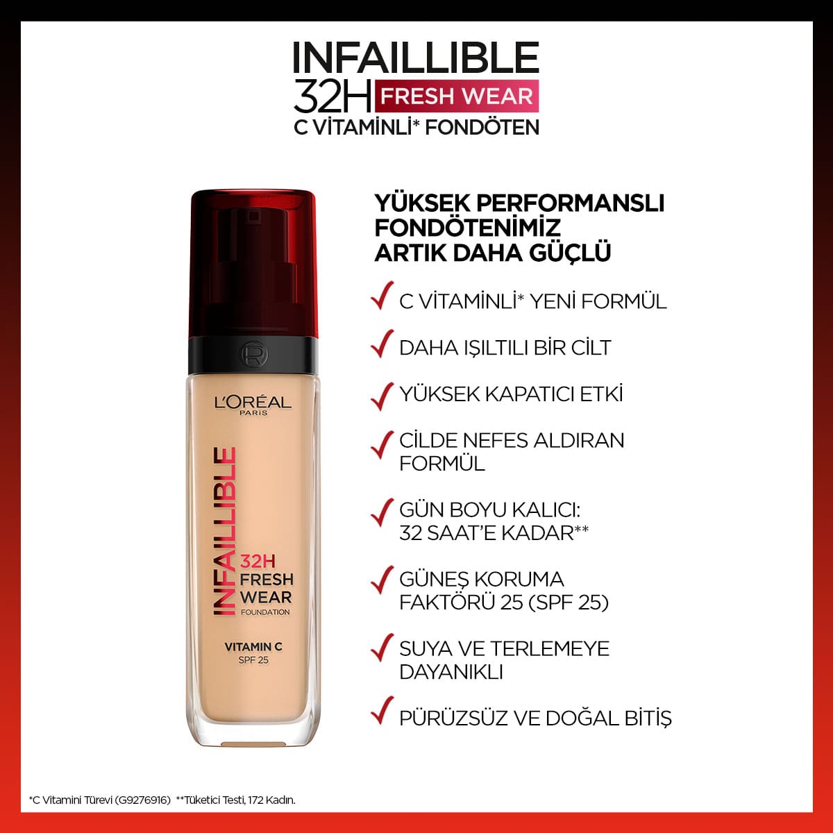 Loreal Paris Infaillible 32H Fresh Wear C Vitaminli Fondöten - 120 Golden Vanilla - Melori