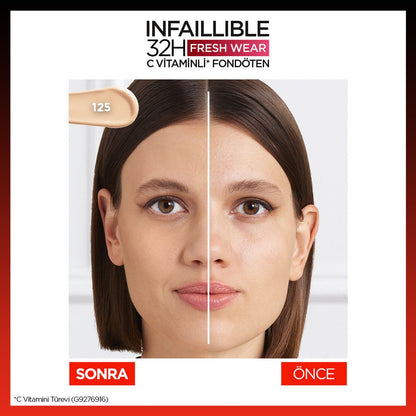 Loreal Paris Infaillible 32H Fresh Wear C Vitaminli Fondöten - 125 Natural Beige - Melori