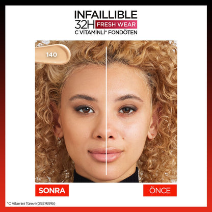 Loreal Paris Infaillible 32H Fresh Wear C Vitaminli Fondöten - 140 Golden Beige - Melori