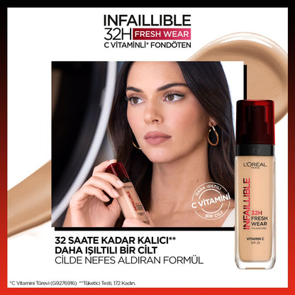 Loreal Paris Infaillible 32H Fresh Wear C Vitaminli Fondöten - 140 Golden Beige - Melori