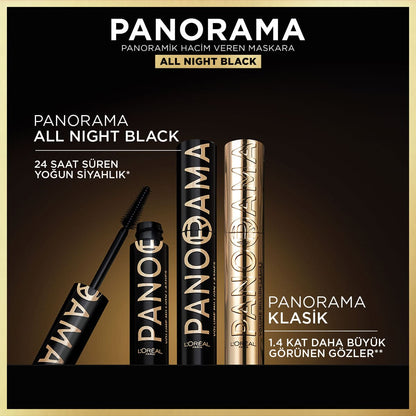 Loreal Paris Panorama Hacim Veren Maskara All Night Black - Siyah - Melori