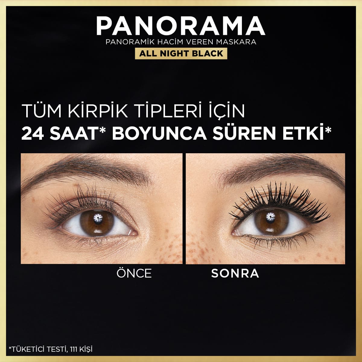 Loreal Paris Panorama Hacim Veren Maskara All Night Black - Siyah - Melori