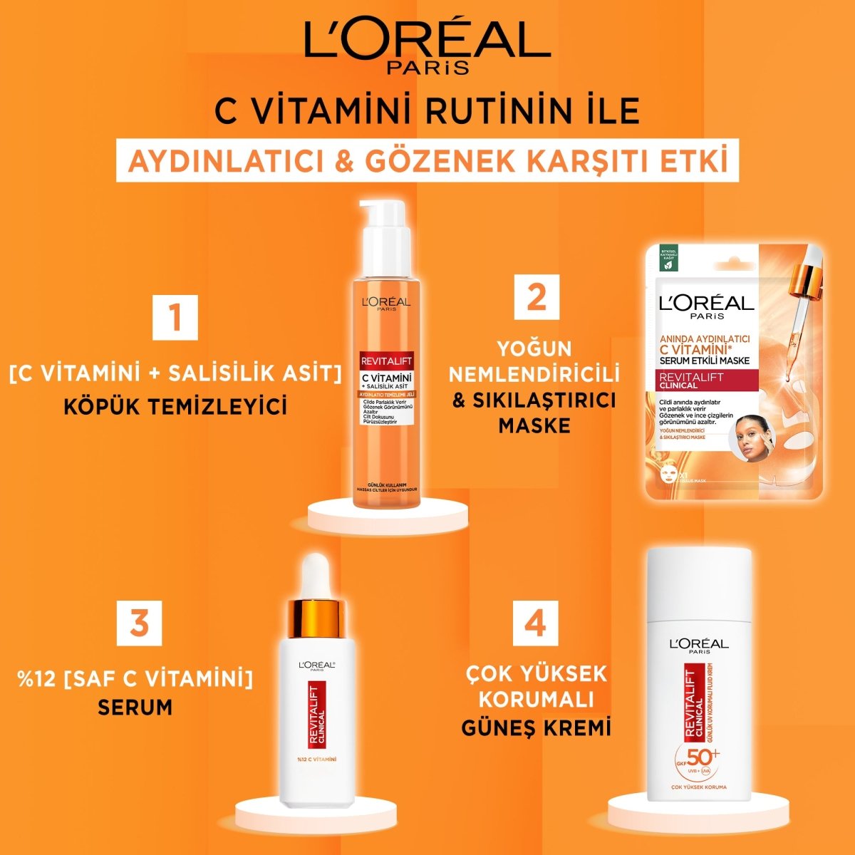 Loreal Paris Revitalift Clinical [C vitamini + Salisilik Asit] Gözenek Karşıtı, Aydınlatıcı Temizleme Jeli - Melori
