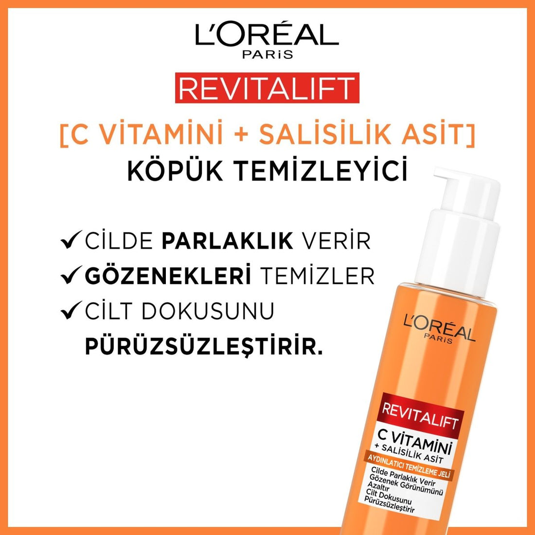 Loreal Paris Revitalift Clinical [C vitamini + Salisilik Asit] Gözenek Karşıtı, Aydınlatıcı Temizleme Jeli - Melori