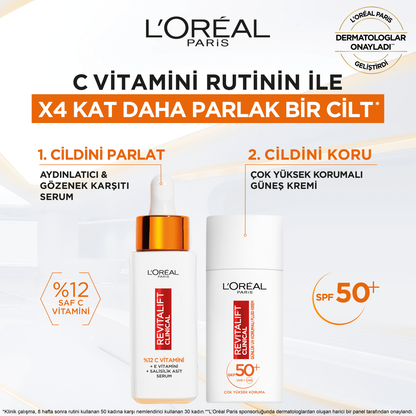 Loreal Paris Revitalift Clinical SPF 50+ Günlük Yüksek UV Korumalı Yüz Güneş Kremi 50ml - Melori