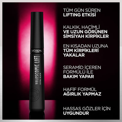 Loreal Paris Telescopic Lift Extra Black Maskara - Melori