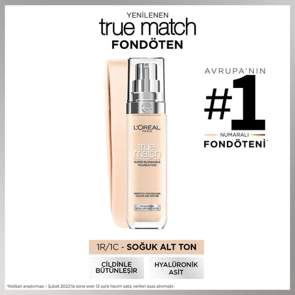 Loreal Paris True Match Bakım Yapan Fondöten - 1C Soğuk Alt Ton - Melori