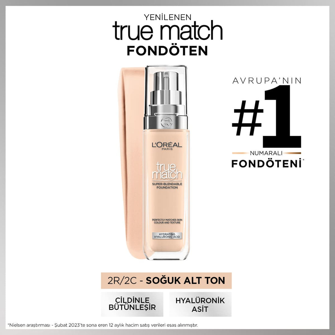 Loreal Paris True Match Bakım Yapan Fondöten - 2C Soğuk Alt Ton - Melori