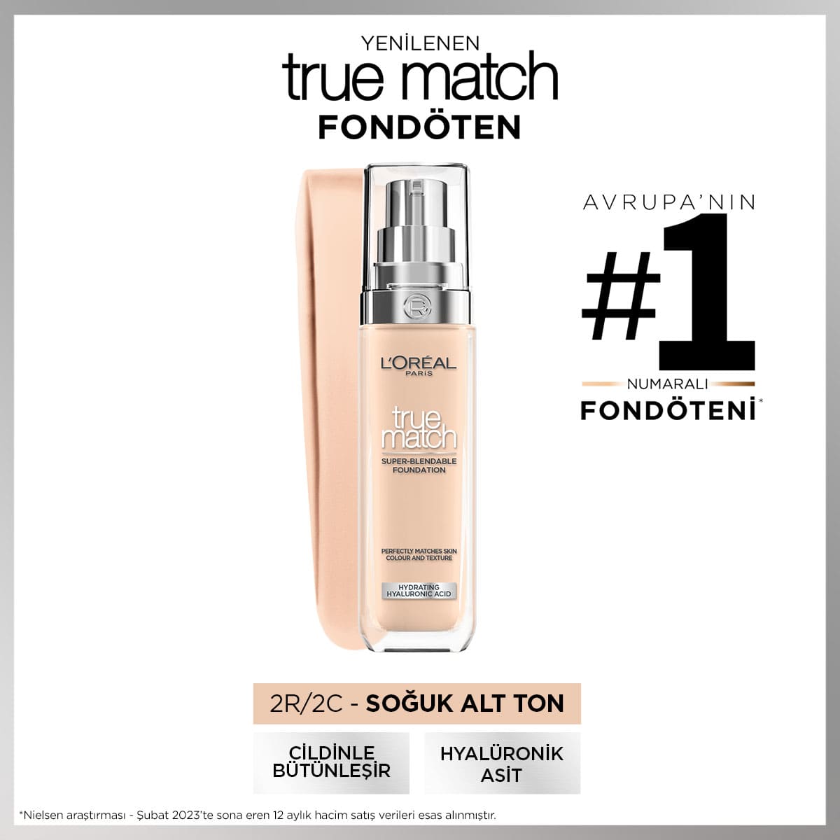 Loreal Paris True Match Bakım Yapan Fondöten - 2C Soğuk Alt Ton - Melori