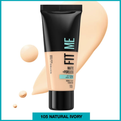 Maybelline New York Fit Me Matte+Poreless Fondöten - 105 Natural Ivory - Melori