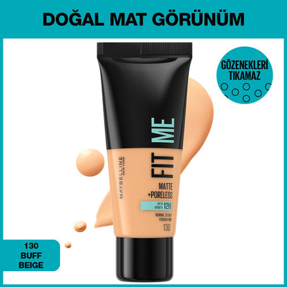 Maybelline New York Fit Me Matte+Poreless Fondöten - 130 Buff Beige - Melori