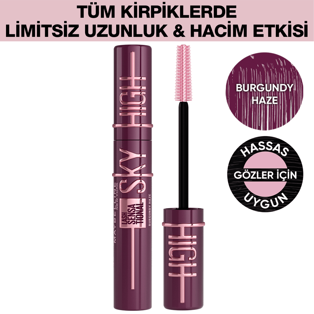 Maybelline New York Lash Sensational Sky High Burgundy Haze Maskara - Melori