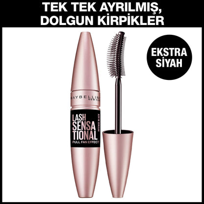 Maybelline New York Lash Sensational Yelpaze Etkili Intense Black Maskara - Ekstra Siyah - Melori