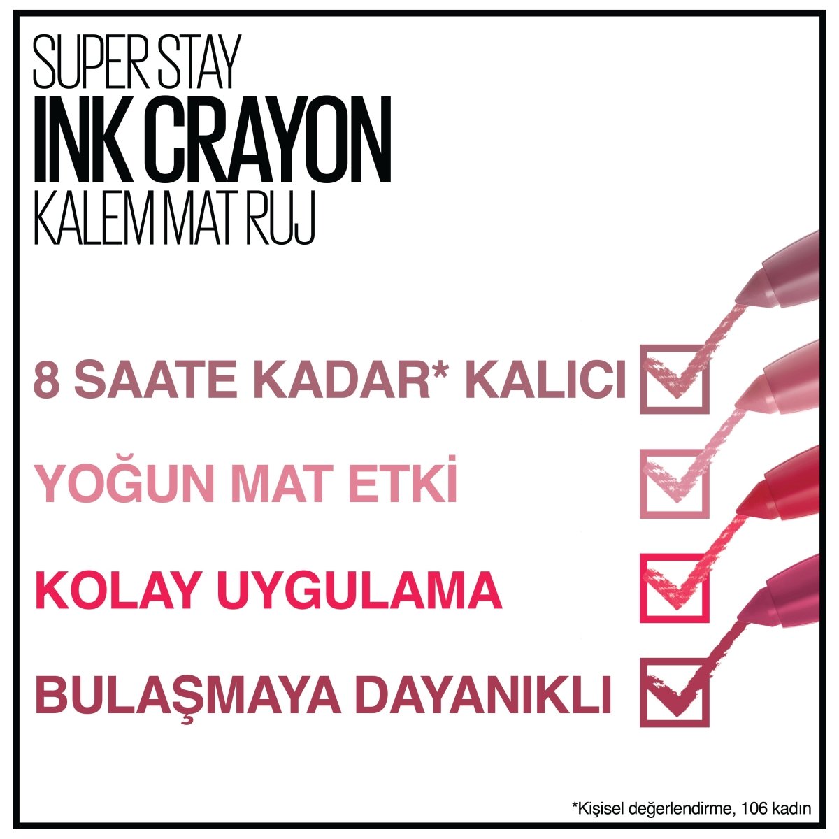 Maybelline New York Super Stay Ink Crayon Kalem Mat Ruj - Spiced Up - 100 Reach High - Melori