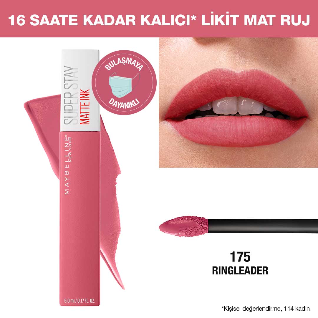 Maybelline New York Super Stay Matte Ink Likit Mat Ruj - 175 Ringleader - Pembe - Melori