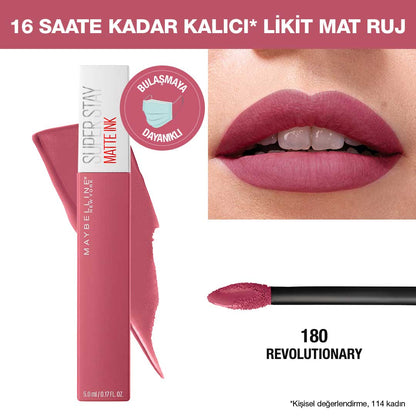 Maybelline New York Super Stay Matte Ink Likit Mat Ruj - 180 Revolutionary - Pembe - Melori